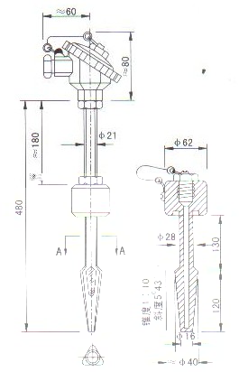 熱套式熱電偶(熱電阻)產品結構圖