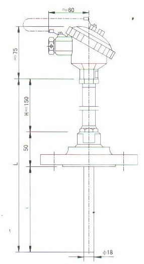法蘭連接熱套熱電偶(熱電阻)產品結構圖